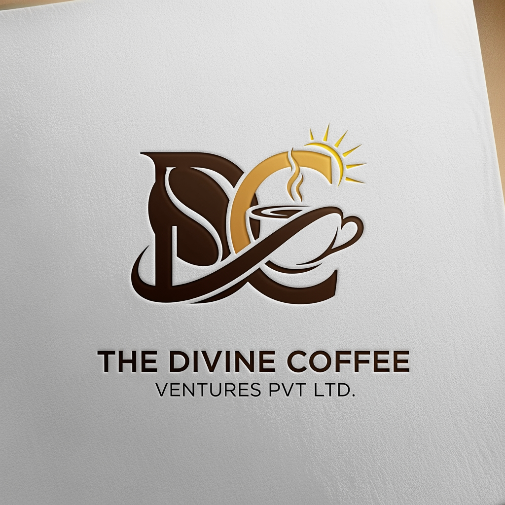 AI Design for THE DIVINE COFFEE VENTURES PVT LTD LOGO WITHOUT CIRCLE IN DESIGN WITH LETEER DC IN DESIGN