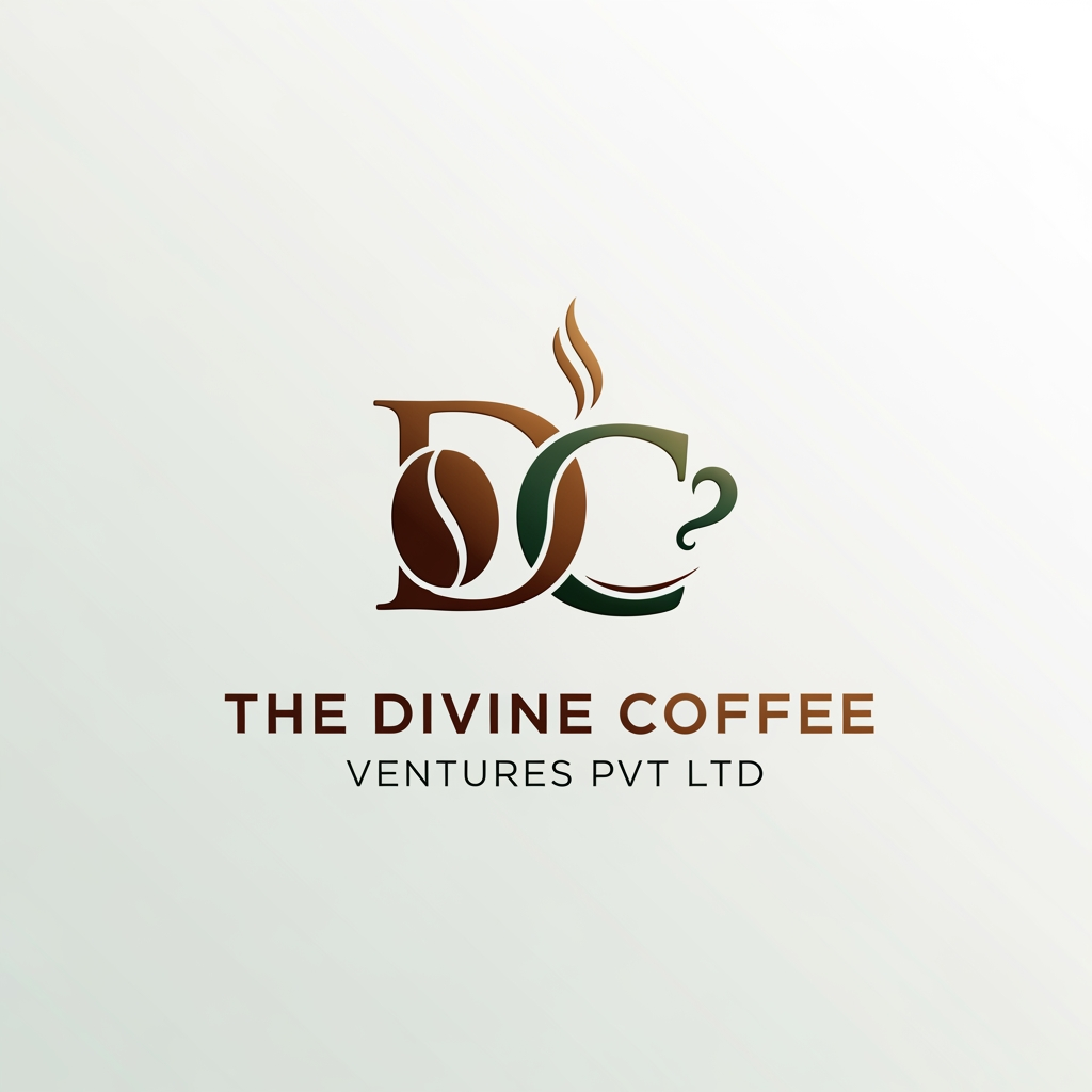 AI Design for THE DIVINE COFFEE VENTURES PVT LTD LOGO WITHOUT CIRCLE IN DESIGN WITH LETEER DC IN DESIGN