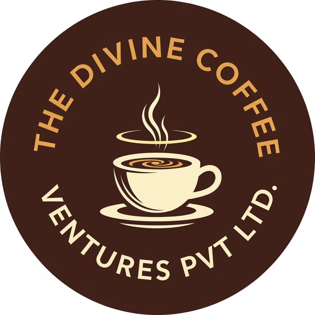 AI Design for THE DIVINE COFFEE VENTURES PVT LTD LOGO WITH CIRCLE IN DESIGN