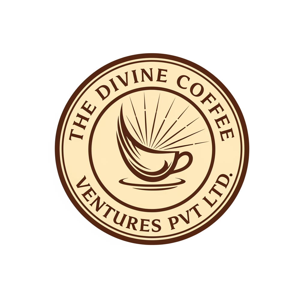 AI Design for THE DIVINE COFFEE VENTURES PVT LTD LOGO WITH CIRCLE IN DESIGN