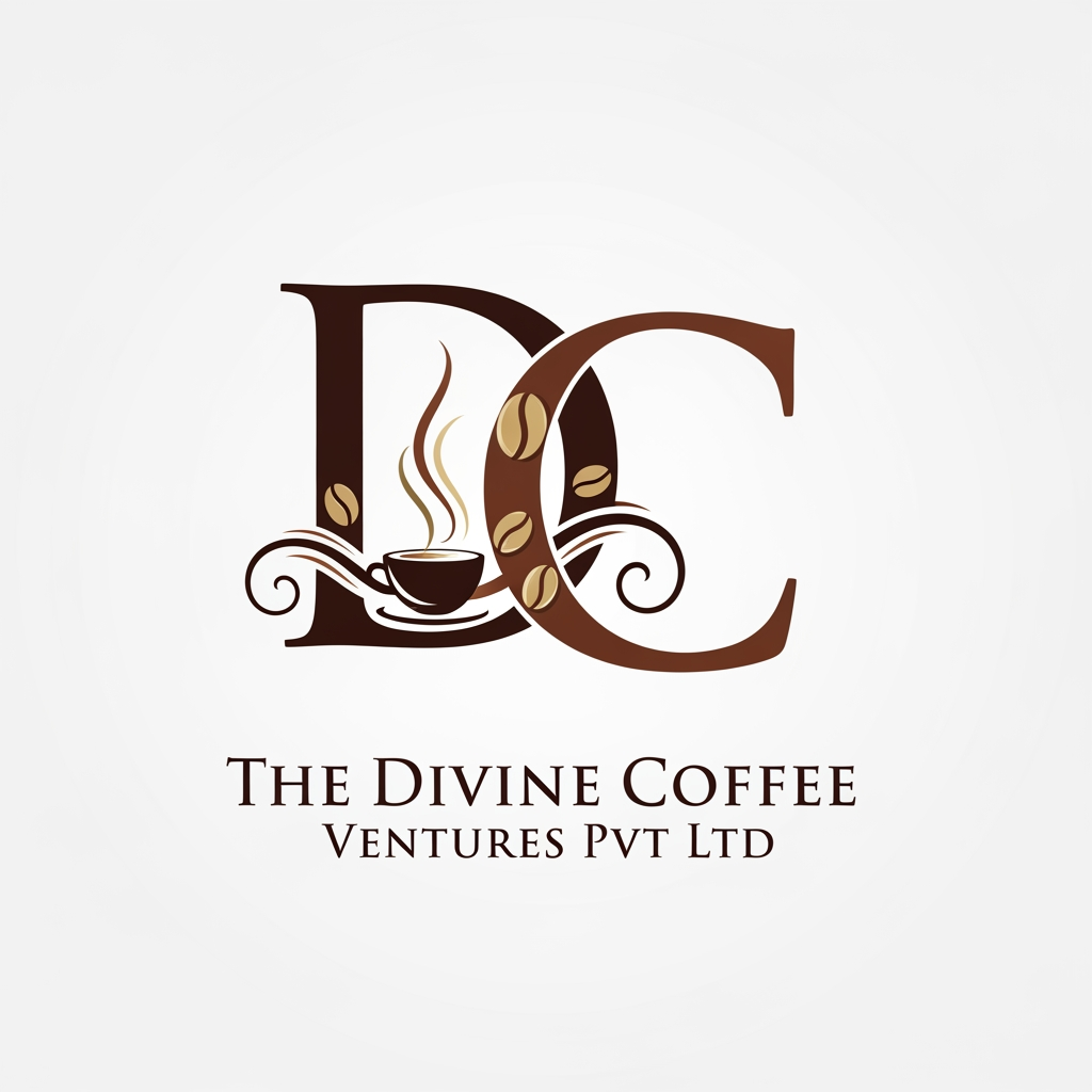 AI Design for THE DIVINE COFFEE VENTURES PVT LTD LOGO WITHOUT CIRCLE IN DESIGN WITH LETEER DC IN DESIGN