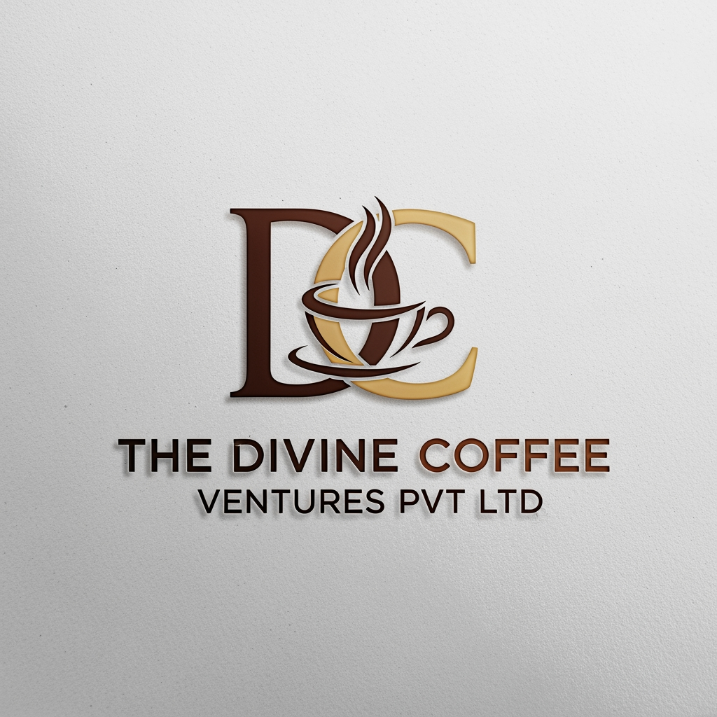 AI Design for THE DIVINE COFFEE VENTURES PVT LTD LOGO WITHOUT CIRCLE IN DESIGN WITH LETEER DC IN DESIGN