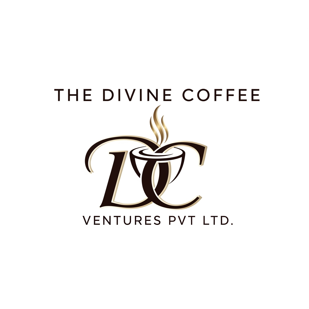 AI Design for THE DIVINE COFFEE VENTURES PVT LTD LOGO WITHOUT CIRCLE IN DESIGN WITH LETEER DC IN DESIGN