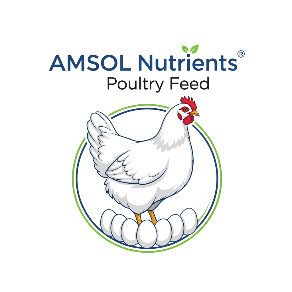 AI Design for "AMSOL Nutrients"  Poultry Feed White color Layer Hens and 6 No's White color Eggs Create Professional Logo Brand give me 4 Type of Styles PNG Files