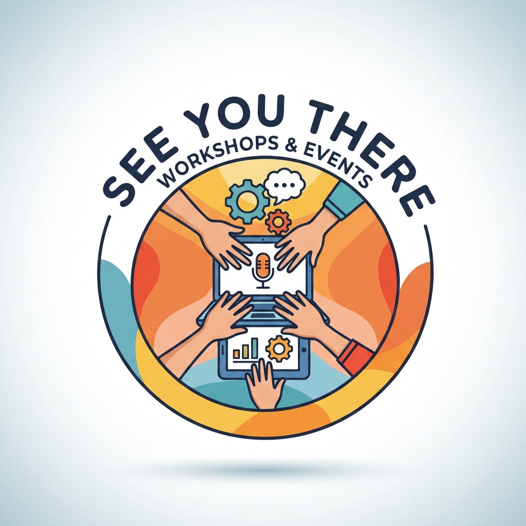 AI Design for generate a logo for instagram display picture

the page is about hosting workshops

page name is

see you there