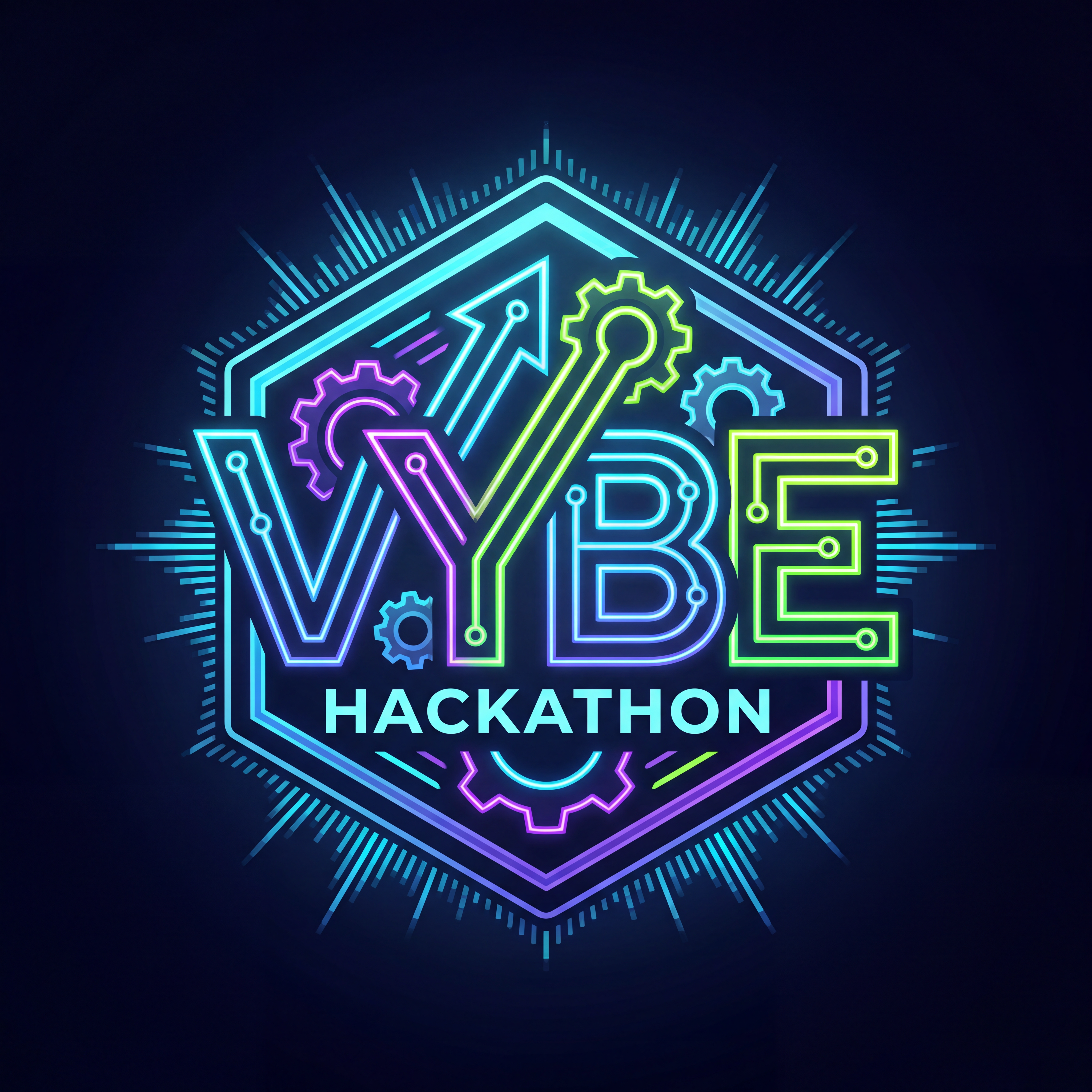 AI Design for logo of a hackathon with naming VYBE