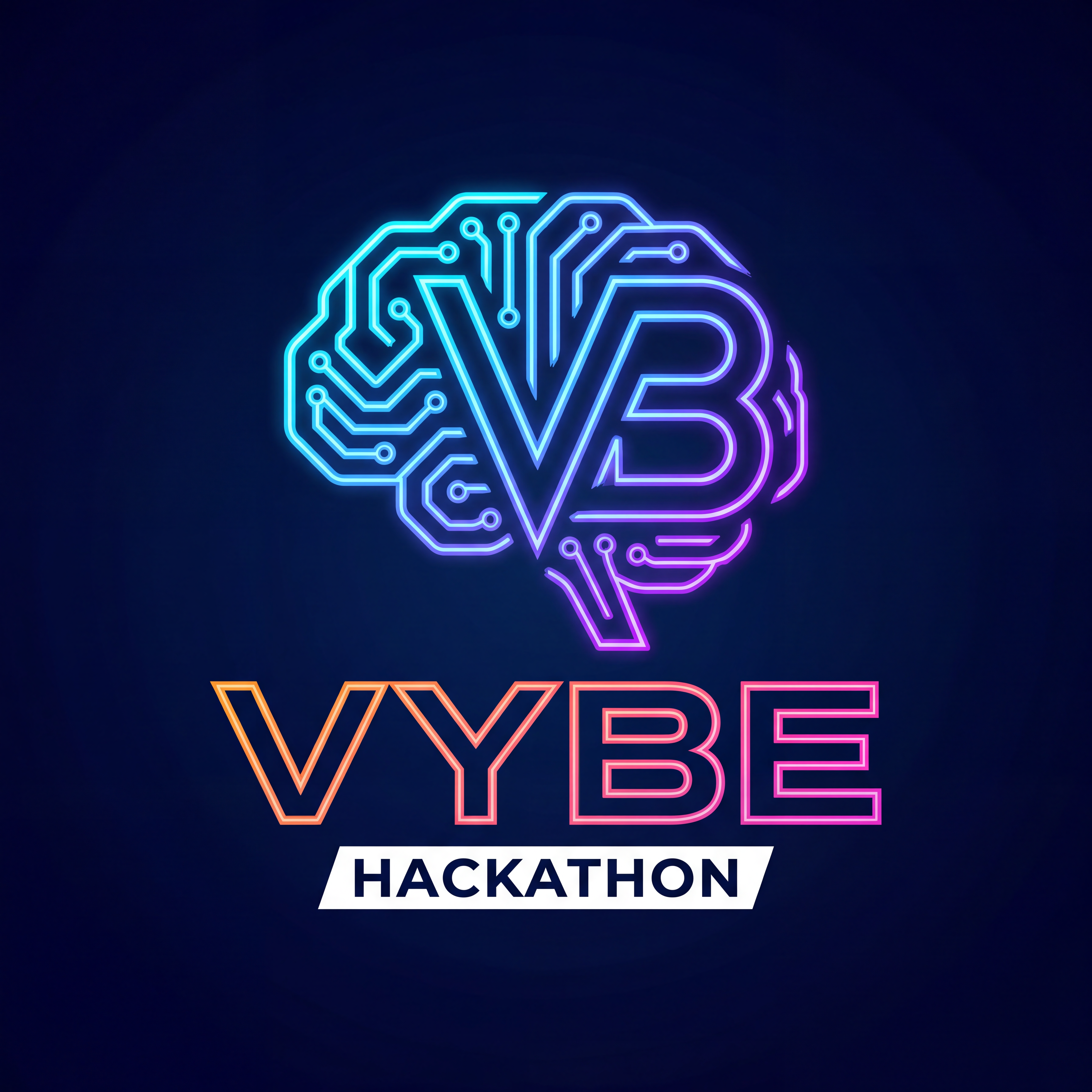 AI Design for logo of a hackathon with naming VYBE