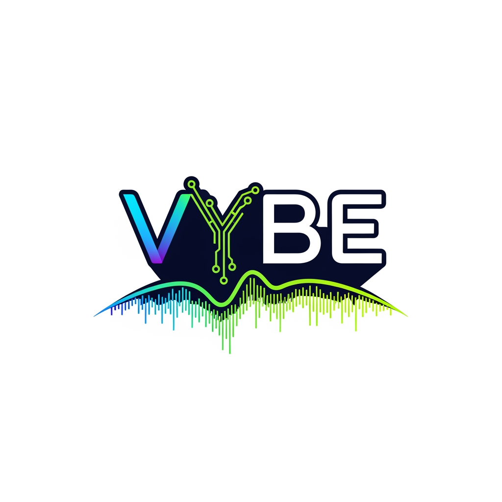 AI Design for make me logo for a hackathon named VYBE