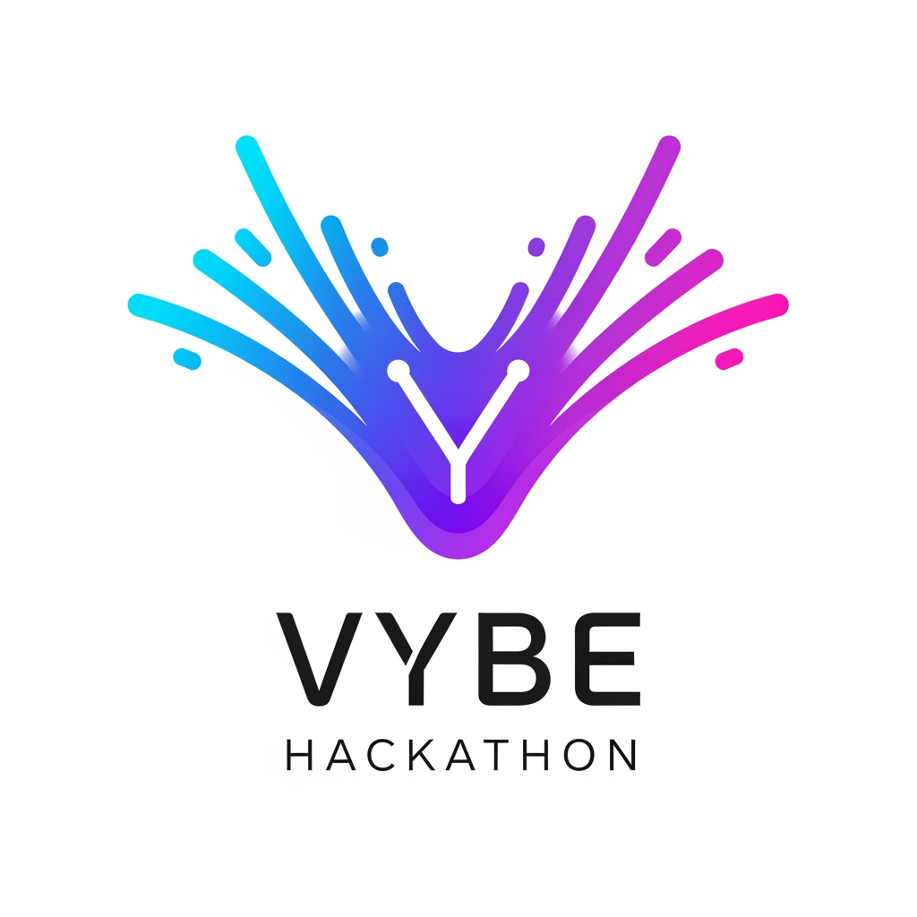 AI Design for make me logo for a hackathon named VYBE