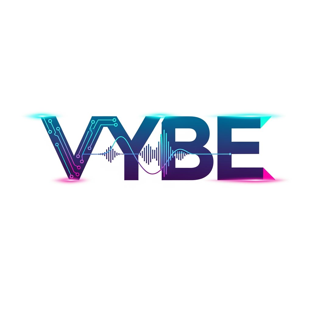 AI Design for make me logo for a hackathon named VYBE