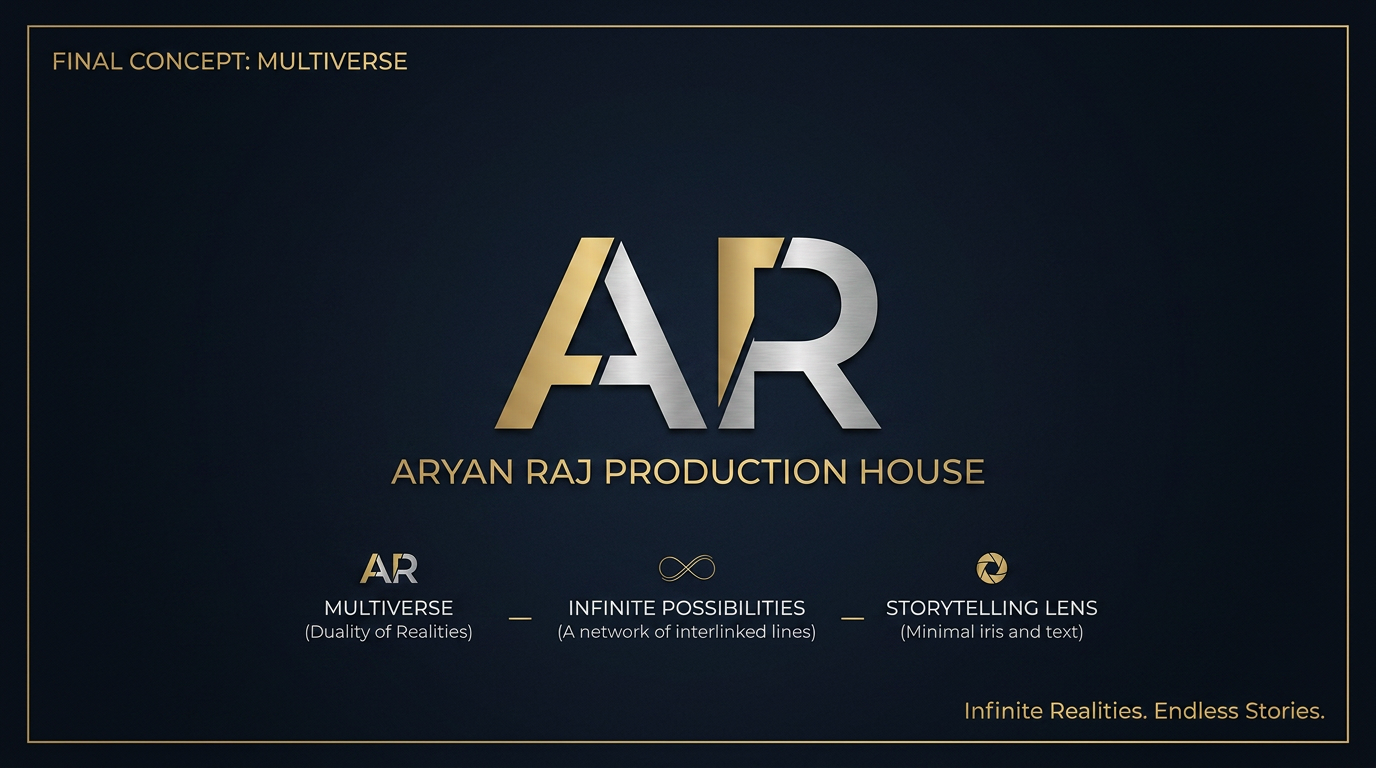 AI Design for dident like anything make it profational and minimal simple one just focuson fonts add the idea of multivers