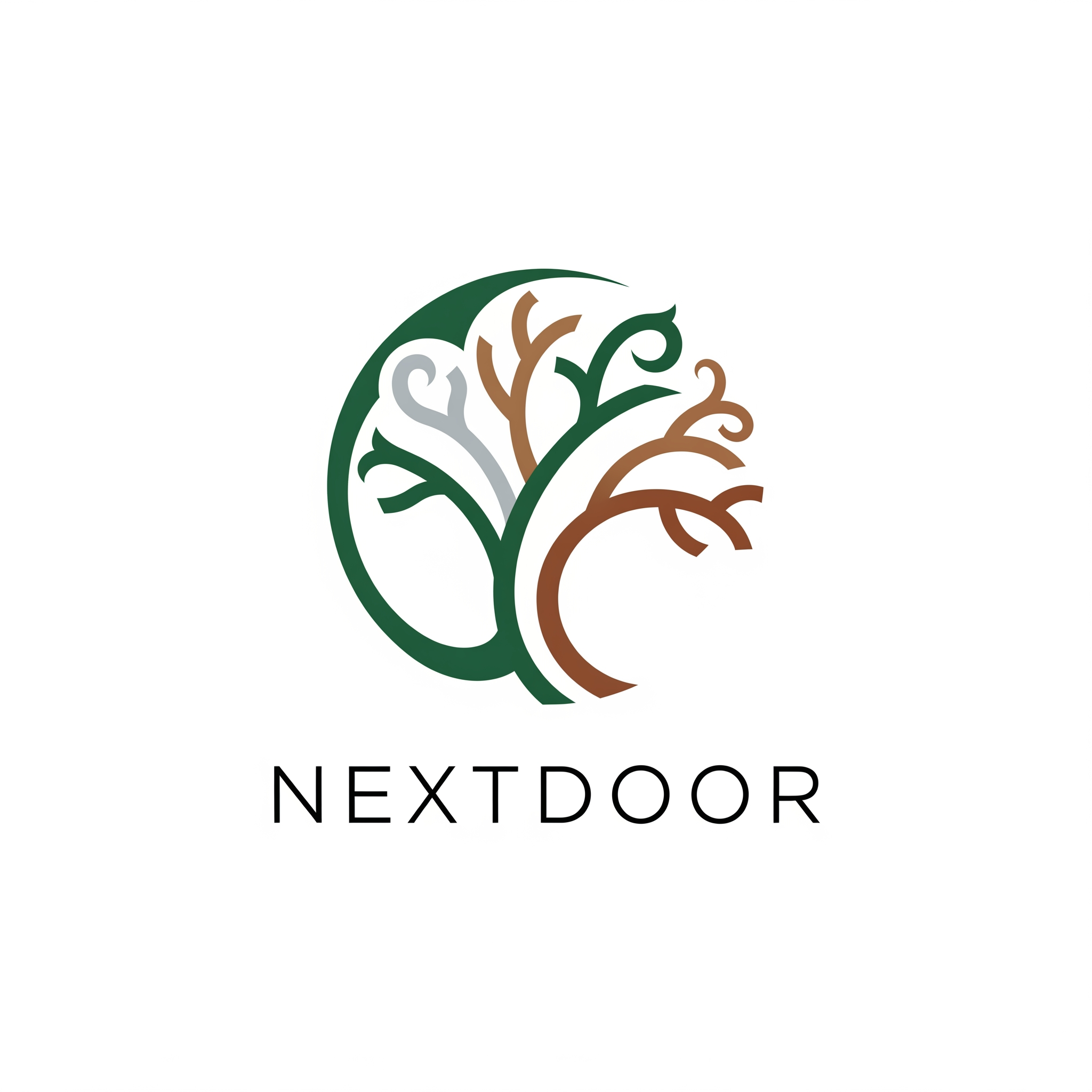 AI Design for I need a minimal abstract logo element for the brand 'NextDoor'. It is a tree brand and there are lot of branches under this brand such as :Next Door consulting Next Door Events Next Door Weddings Next Door Technicals Next Door Productions Next Door Stills / Next Door photography Next Door Rentals Next Door travels Next Door vibes Next Door Hotels Next Door Prints Next Door cafe Next Door - Next Gen