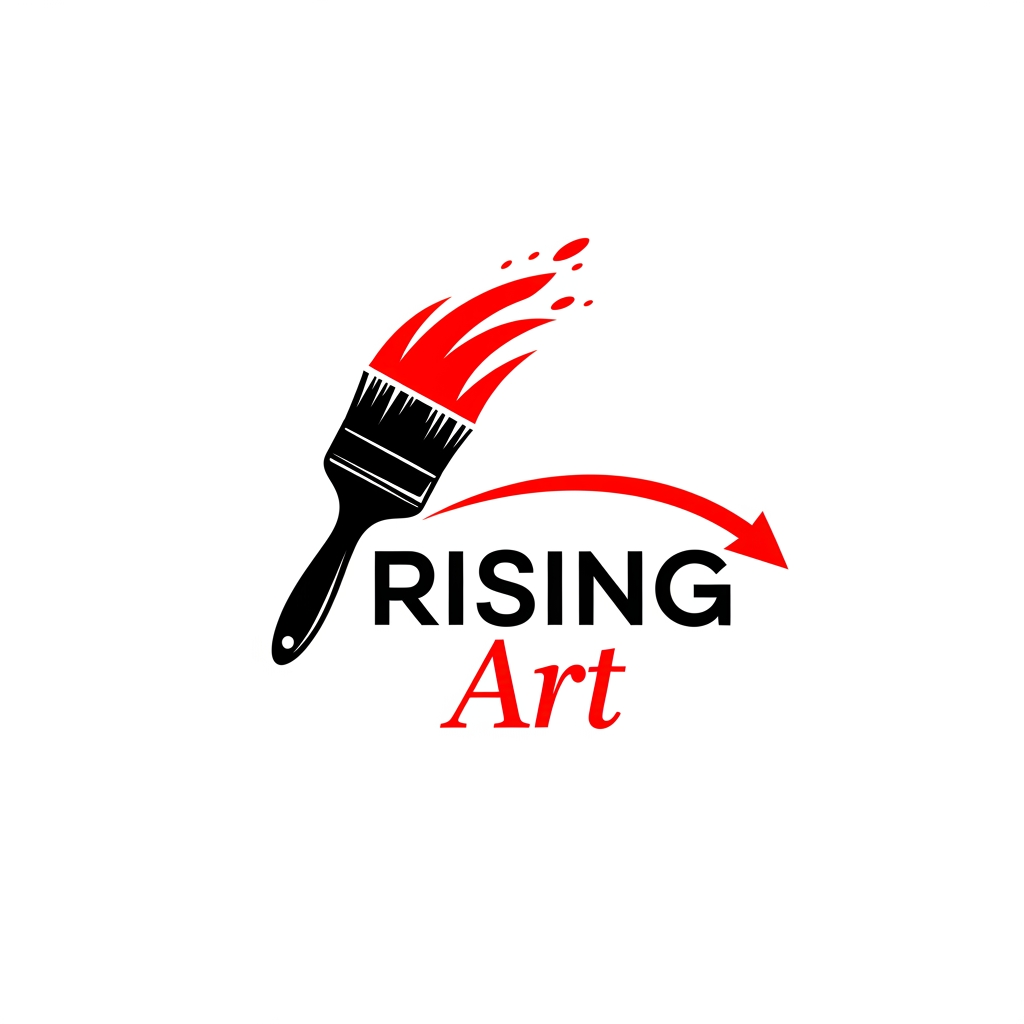 AI Design for make a logo for rising art ,black and red, paint brush should be there