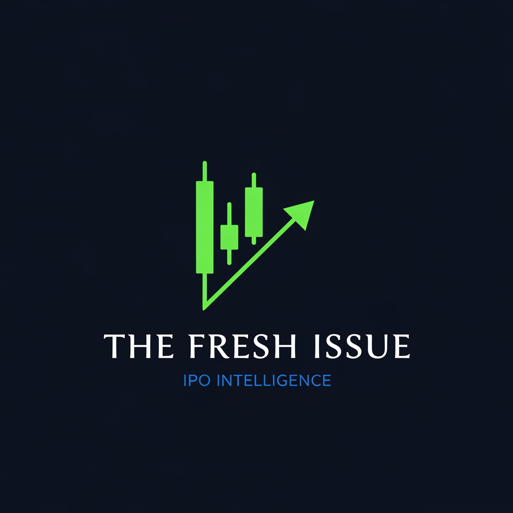 AI Design for A premium minimalist logo for a fintech brand called "The Fresh Issue". A sleek abstract mark of two thin candlestick bars stepping upward into a single clean breakout arrow, forming an elegant upward motion. Neon green (#16FF7A) mark on a deep dark navy background (#0A0E1A). Flat vector, sharp geometric precision, generous negative space, modern luxury fintech feel, high-end research brand identity. Below the mark, the words "THE FRESH ISSUE" in a refined serif font, white, with a small caps tagline "IPO INTELLIGENCE" in blue beneath it. Balanced, centered, professional, award-winning logo design.
Negative: no gradients, no 3D, no drop shadow, no glow, no bevel, no clutter, no photoreal, no mascot, no elephant.