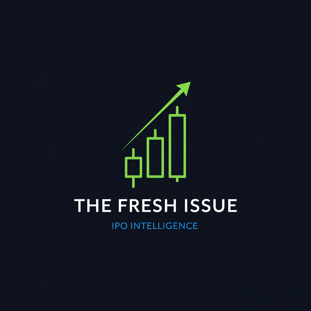 AI Design for A premium minimalist logo for a fintech brand called "The Fresh Issue". A sleek abstract mark of two thin candlestick bars stepping upward into a single clean breakout arrow, forming an elegant upward motion. Neon green (#16FF7A) mark on a deep dark navy background (#0A0E1A). Flat vector, sharp geometric precision, generous negative space, modern luxury fintech feel, high-end research brand identity. Below the mark, the words "THE FRESH ISSUE" in a refined serif font, white, with a small caps tagline "IPO INTELLIGENCE" in blue beneath it. Balanced, centered, professional, award-winning logo design.
Negative: no gradients, no 3D, no drop shadow, no glow, no bevel, no clutter, no photoreal, no mascot, no elephant.