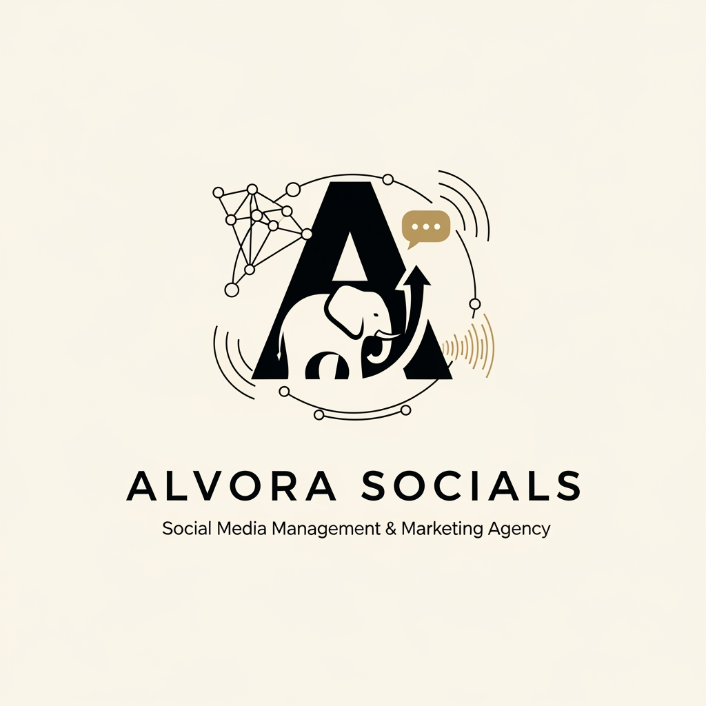 AI Design for Prompt:
Design a premium, minimalist, and highly memorable logo for a modern social media management and digital marketing agency named "Alvora Socials". The logo should feature a cleverly hidden elephant integrated into the design using negative space or geometric abstraction rather than a literal elephant illustration. The hidden elephant should symbolize intelligence, strength, memory, trust, strategy, long-term growth, leadership, and powerful brand presence.
The logo should creatively represent the agency's services, including:
Social Media Management
Digital Marketing
Content Creation
Branding
Creative Strategy
Performance Marketing
Growth & Analytics
Incorporate subtle visual elements that blend naturally with the hidden elephant, such as:
Chat/message bubble
Upward growth arrow
Digital pixels
Play button
Connection nodes
Hashtag
Abstract "A" for Alvora
Circular brand ecosystem
Signal waves
Typography:
Agency Name: ALVORA SOCIALS
Tagline: Social Media Management & Marketing Agency
Use a custom modern sans-serif font.
Elegant spacing with premium typography.
Strong yet approachable branding.
Style:
Minimal
Flat vector
Scandinavian-inspired simplicity
Geometric precision
Luxury startup branding
Clever negative space
Timeless identity
No gradients
No clipart
No mascot style
Clean monoline or bold geometric construction
Color Palette:
Matte Black (#111111)
Off White (#F8F8F6)
Warm Ivory (#F5F3EF)
Soft Charcoal (#333333)
Optional accent: Muted Gold (#C7A86B) or Sage Green (#6F8A73)
Minimal colors only (2–3 colors maximum)
Logo Requirements:
Instantly recognizable
Works in monochrome
Scalable from favicon to billboard
Suitable for Instagram profile picture, website, business cards, merchandise, and app icon
Strong visual balance and perfect symmetry
Premium startup aesthetic
High-end branding similar to global creative agencies
Hidden elephant should be discovered after a second look, creating a memorable "aha" moment
Deliverables:
Primary logo
Icon-only version
Horizontal logo
Vertical logo
Black version
White version
Transparent background
SVG-style vector appearance
Brand presentation mockup on dark and light backgrounds
Overall feeling: sophisticated, intelligent, innovative, creative, trustworthy, modern, strategic, premium, and globally recognizable.
Creative Concept
A strong concept would be to make the letter "A" in Alvora the primary logo mark, with the negative space subtly forming an elephant's head and trunk. The trunk can curve into a growth arrow or chat bubble, symbolizing marketing growth and social communication. This creates a distinctive identity that's minimal, meaningful, and memorable without relying on an obvious animal illustration.