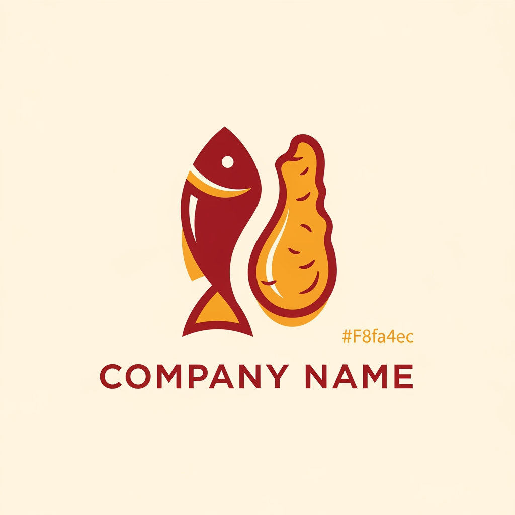 AI Design for i want to create a logo for a company that does fish packaging and also is expanding on packaged fried meat products. the colour palette is 881b20
F8f4ec
D9a441. The design should be universal, minimalist, premium and also understandable