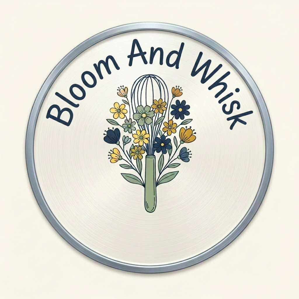 AI Design for 🌸 Bloom And Whisk
Floral whisk icon
yellow + green + dark Blue color palette
Clean handwritten font
Round badge version for profile picture