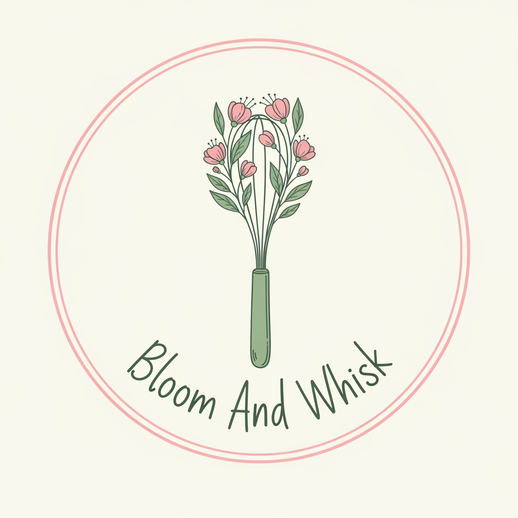 AI Design for 🌸 Bloom And Whisk
Floral whisk icon
Soft pink + sage green color palette
Clean handwritten font
Round badge version for profile picture