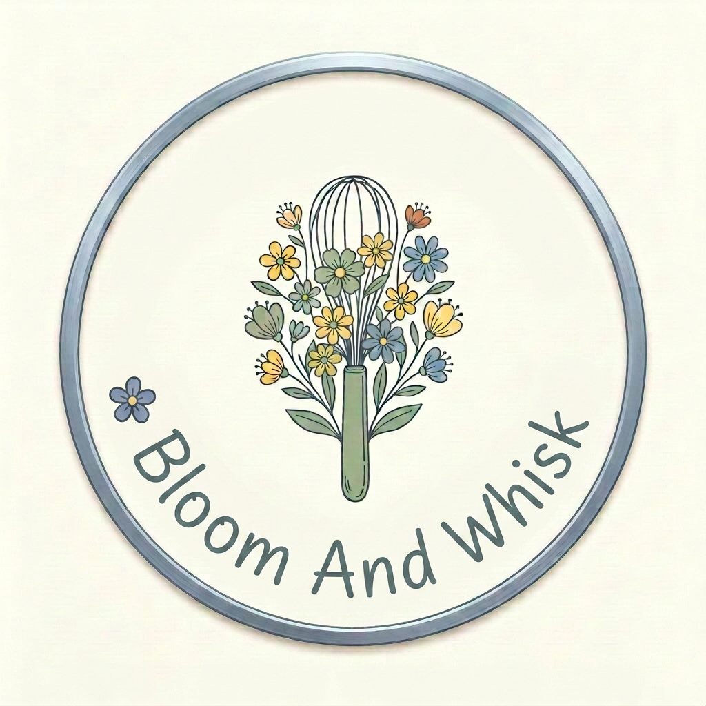 AI Design for 🌸 Bloom And Whisk
Floral whisk icon
yellow + sage green + dark Blue color palette
Clean handwritten font
Round badge version for profile picture