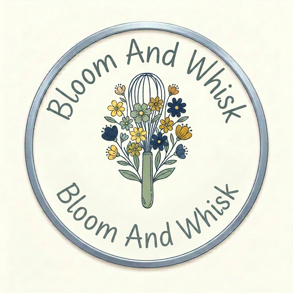 AI Design for 🌸 Bloom And Whisk
Floral whisk icon
yellow + sage green + dark Blue color palette
Clean handwritten font
Round badge version for profile picture above text shift below