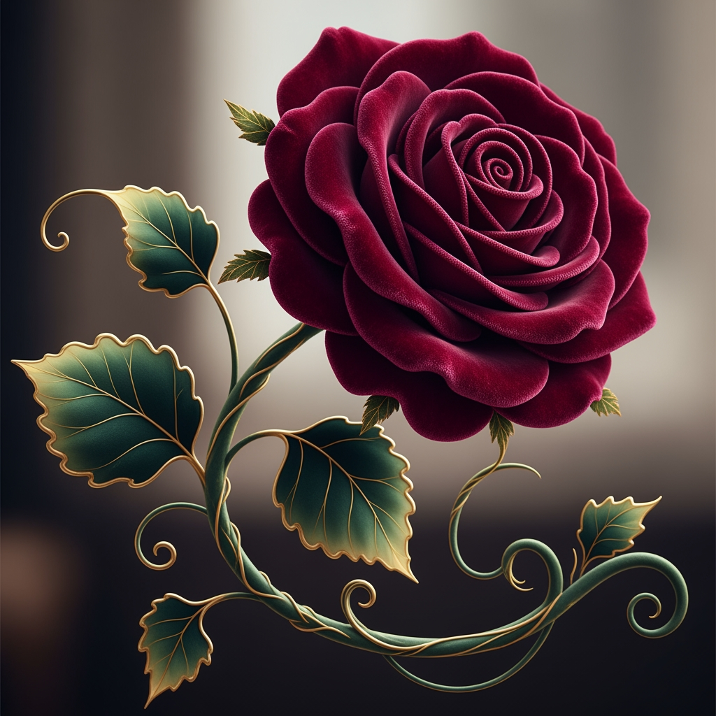 AI Design for Velvet Vine Craft A velvet-style rose connected to an elegant vine.
Best for: Premium handmade gifts and decor
Colors: Burgundy, gold, dark green
