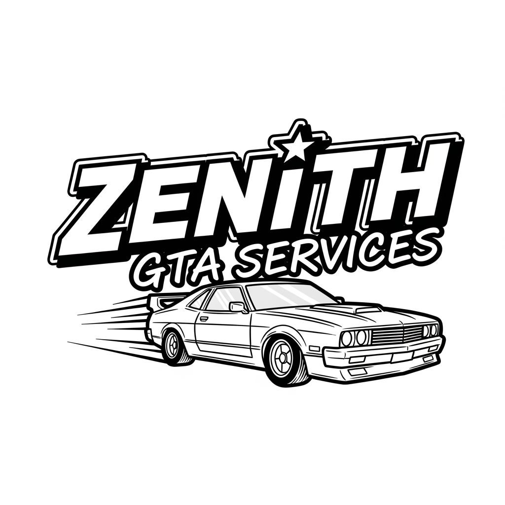 AI Design for Clean logo for gta services named Zenith, hand drawn graphics like a cartoon also add a star