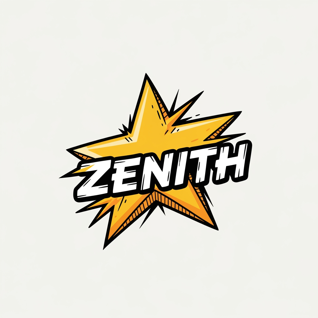 AI Design for Clean logo for gta services named Zenith, hand drawn graphics like a cartoon also add a star, creative