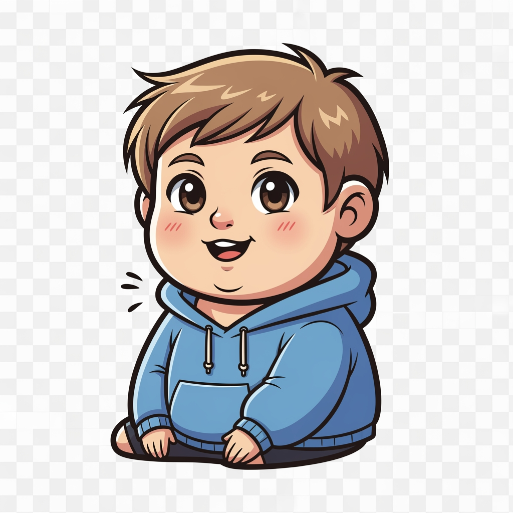 AI Design for Create a cute original PNGtuber character for a YouTube video avatar.

The character is a small, chubby, adorable person with a friendly and expressive personality. Show mostly the upper body with a little bit of the legs visible, like a character sitting in the corner of a video. Do not make the full body the focus.

Give the character slightly large, expressive eyes that look cute and full of emotion, but keep them natural and not exaggerated. Add a warm smile and a fun, memorable expression that works for talking animations.

Use a clean vector cartoon style with smooth outlines, simple shading, and a polished mascot-like design. Make the character look like a lovable streamer avatar that can be used as a PNGtuber.

Transparent background. No scenery, no objects, only the character.