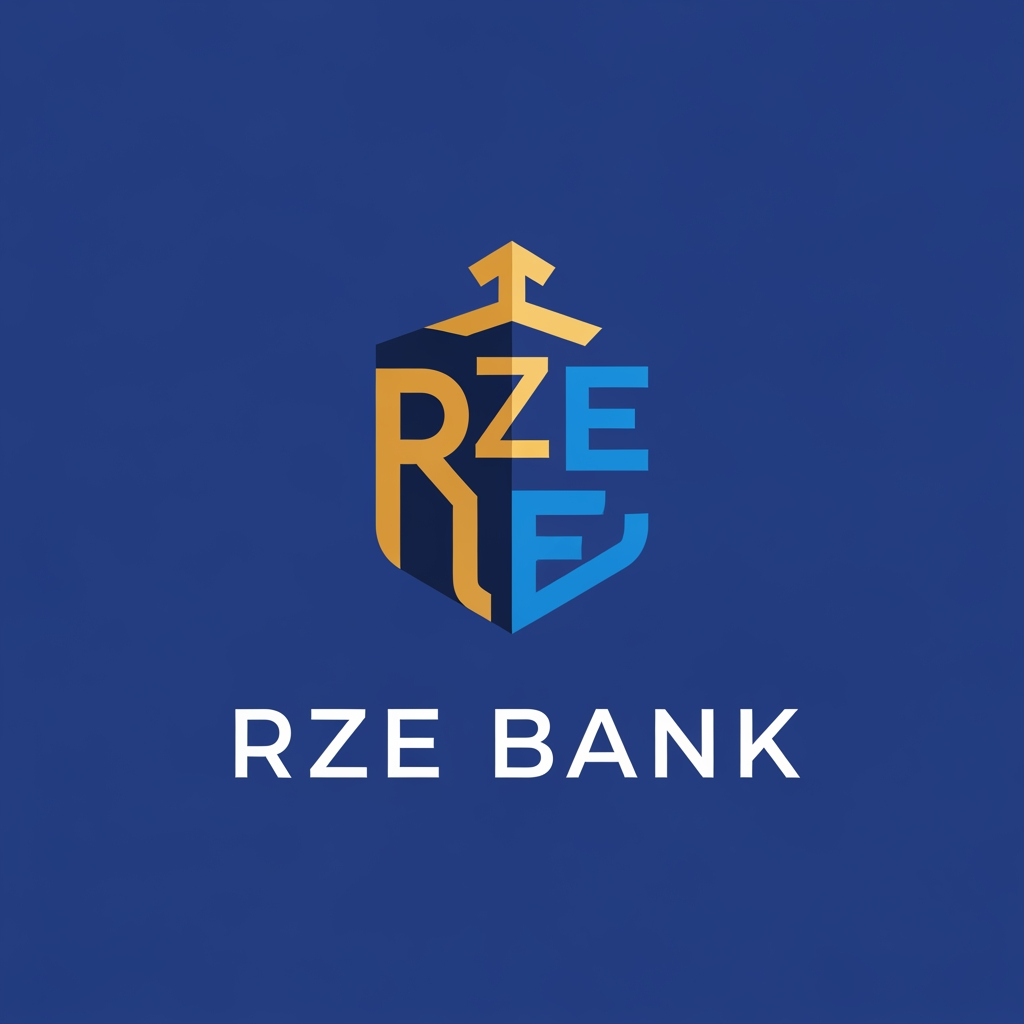 AI Design for Design a premium, modern, minimalist logo for a digital banking platform called "RZE Bank".

The logo should represent:
- Trust
- Security
- Innovation
- Financial Growth
- Stability
- Digital Banking

Style:
- Minimal
- Flat Design
- Luxury Fintech
- Corporate
- Enterprise Grade
- Timeless

Create a custom abstract icon by combining the letters "R", "Z", and "E" into a unique geometric symbol. The icon should subtly represent a secure vault, shield, bank building, upward financial growth, or connected digital network without looking generic.

Color Palette:
- Navy Blue (#0B1F4D)
- Royal Blue (#2563EB)
- Gold Accent (#F4B400)
- White

Typography:
Modern sans-serif similar to Inter, Plus Jakarta Sans, or Manrope.

The logo should work on:
- Website
- Mobile App
- Favicon
- Debit Cards
- Credit Cards
- ATM Screen
- Mobile Banking
- Business Documents

Requirements:
- Flat vector style
- No gradients
- No 3D effects
- No dollar signs
- No rupee symbols
- No stock icons
- No clipart
- Original design
- Clean spacing
- Professional proportions

The final result should look like the logo of a real international digital bank.