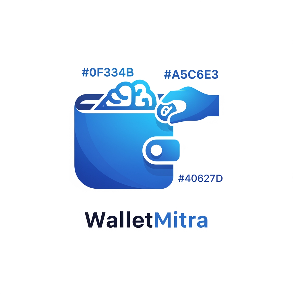AI Design for want to make logo for app named WalletMitra it is an Ai expense management app 
logo should give feel like wallet friend or somthing 

colors will be 0F334B A5C6E3 40627D