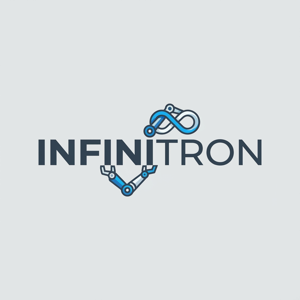 AI Design for A modern, sleek, and minimalist logo for a robotics startup named INFINITRON, inspired by the clean aesthetics of Google and Apple. The design features geometric, sans-serif typography paired with a subtle, abstract robotic icon, rendered in a sophisticated palette of deep slate, cool white, and electric blue on a neutral background. High-quality vector style with sharp edges, balanced negative space, and premium corporate branding.