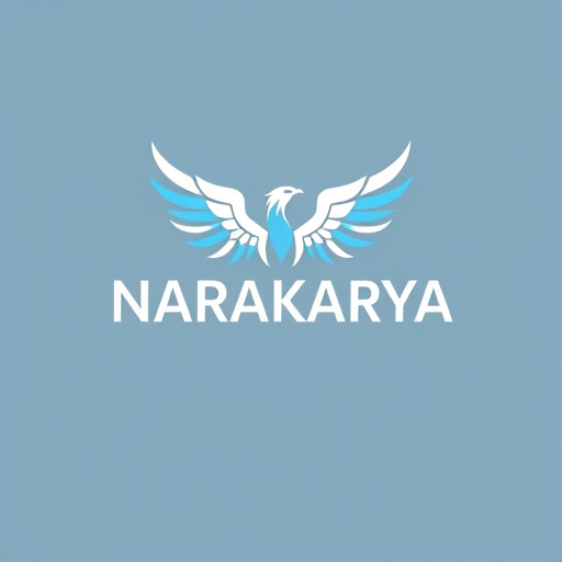 AI Design for CREATE A LOGO WITH THE COMPANY NAME "NARAKARYA" WITH AN ARCHITECTURAL DESIGN THEME BUT HAS A UNIQUE CHARACTERISTIC, THE NAME "NARAKARYA" IS GIVEN CREATIVE ACCENTS IN BLUE AND WHITE, THE WRITING OF "NARAKARYA" IS GIVEN PHOENIX WINGS