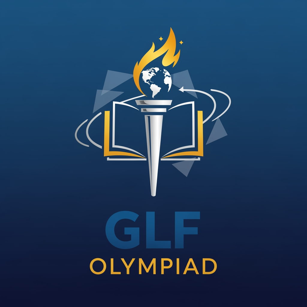 AI Design for "GLF OLYMPIAD". Create a clean and memorable brand identity that represents academic excellence, innovation, intelligence, competition, and global learning logo.