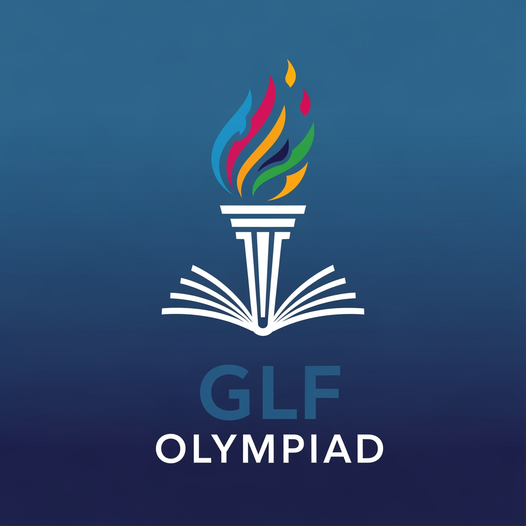 AI Design for "GLF OLYMPIAD". Create a clean and memorable brand identity that represents academic excellence, innovation, intelligence, competition, and global learning logo.
