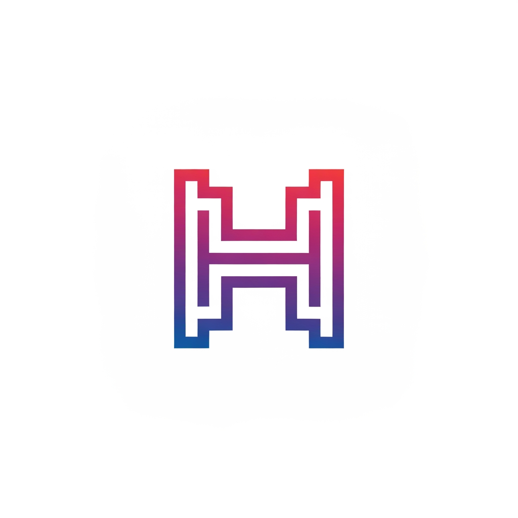 AI Design for Create a completely original monogram logo using the letters [H]. Design a clean geometric structure with balanced negative space, sharp edges, and perfect symmetry. Flat vector style only. With gradients, no shadows, Premium branding quality. Unique and non-copyright.