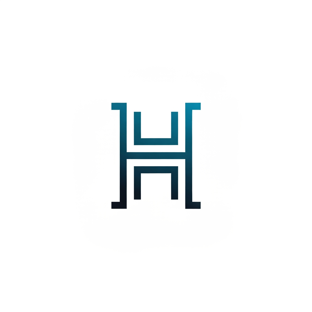 AI Design for Create a completely original monogram logo using the letters [H]. Design a clean geometric structure with balanced negative space, sharp edges, and perfect symmetry. Flat vector style only. With gradients, no shadows, Premium branding quality. Unique and non-copyright.
