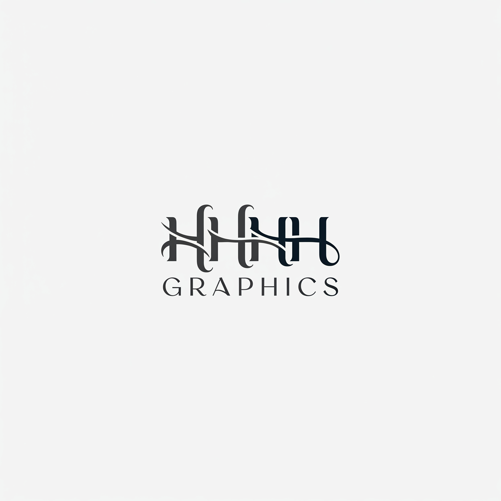 AI Design for Design a custom luxury wordmark logo for the brand "[HHH GRAPHICS]". Use elegant custom typography with unique letter modifications. Minimal, timeless, premium, scalable vector style. Original lettering. No existing fonts copied.