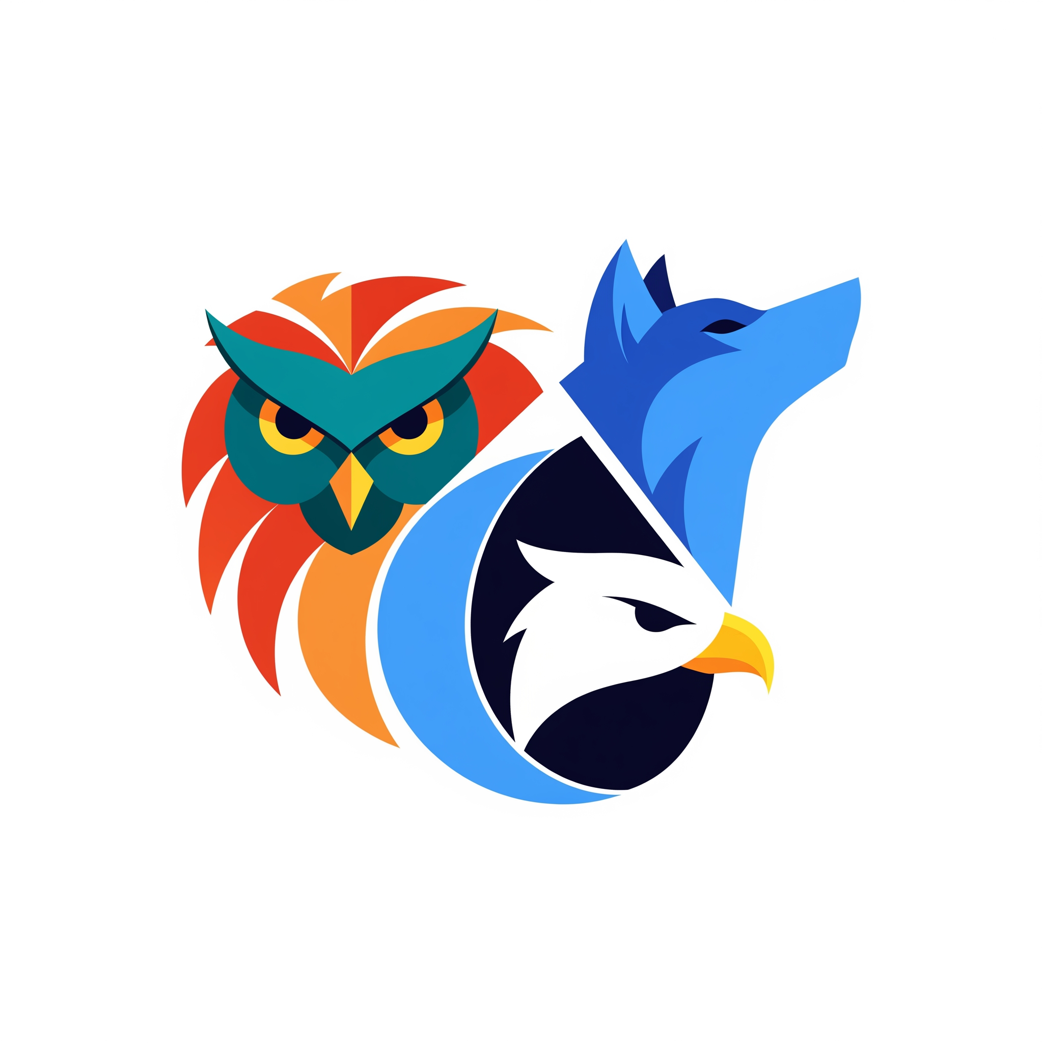 AI Design for Design a custom minimalist [lion/wolf/eagle/owl] logo using clean geometric shapes and negative space. Modern vector style with bold outlines. Original composition. Suitable for branding and trademarks. Colorful.