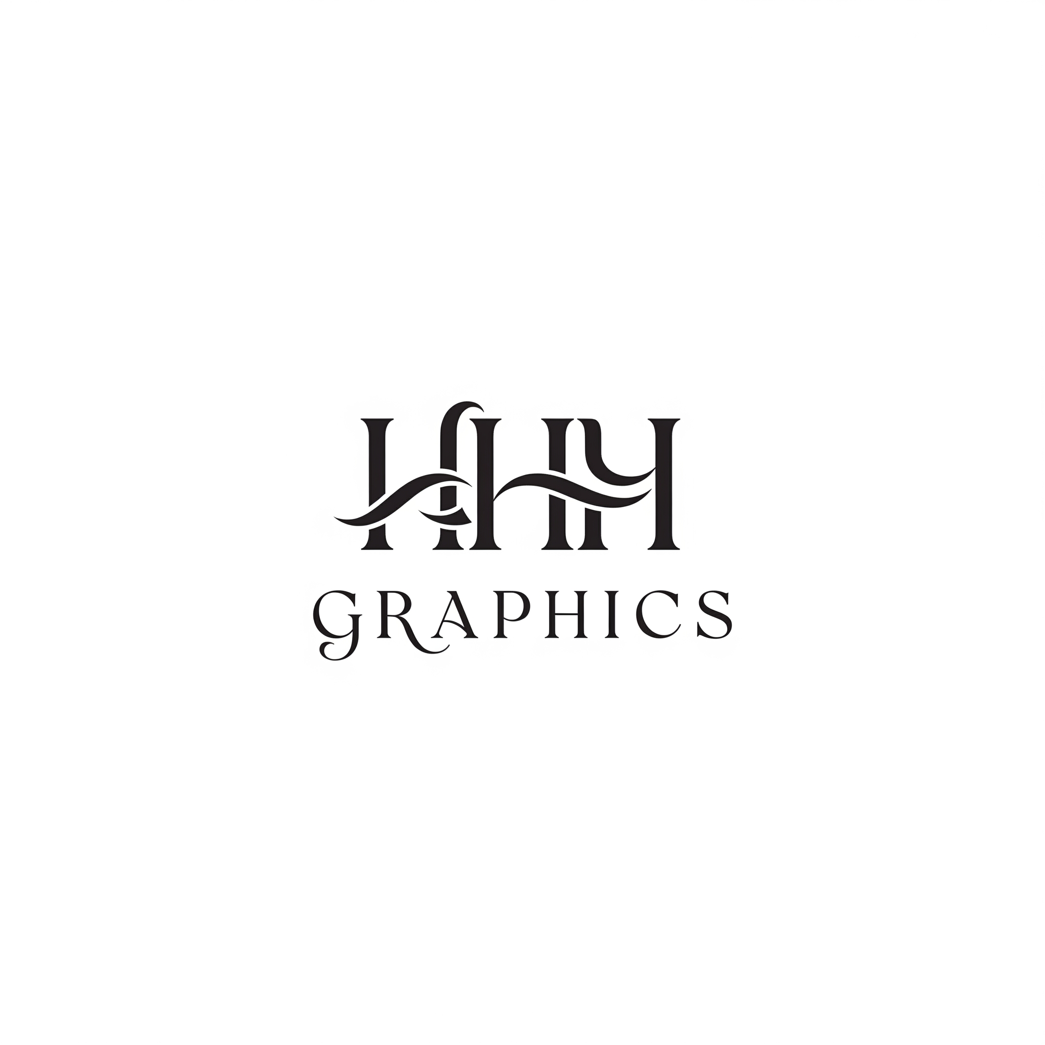 AI Design for Design a custom luxury wordmark logo for the brand "[HHH GRAPHICS]". Use elegant custom typography with unique letter modifications. Minimal, timeless, premium, scalable vector style. Original lettering. No existing fonts copied.