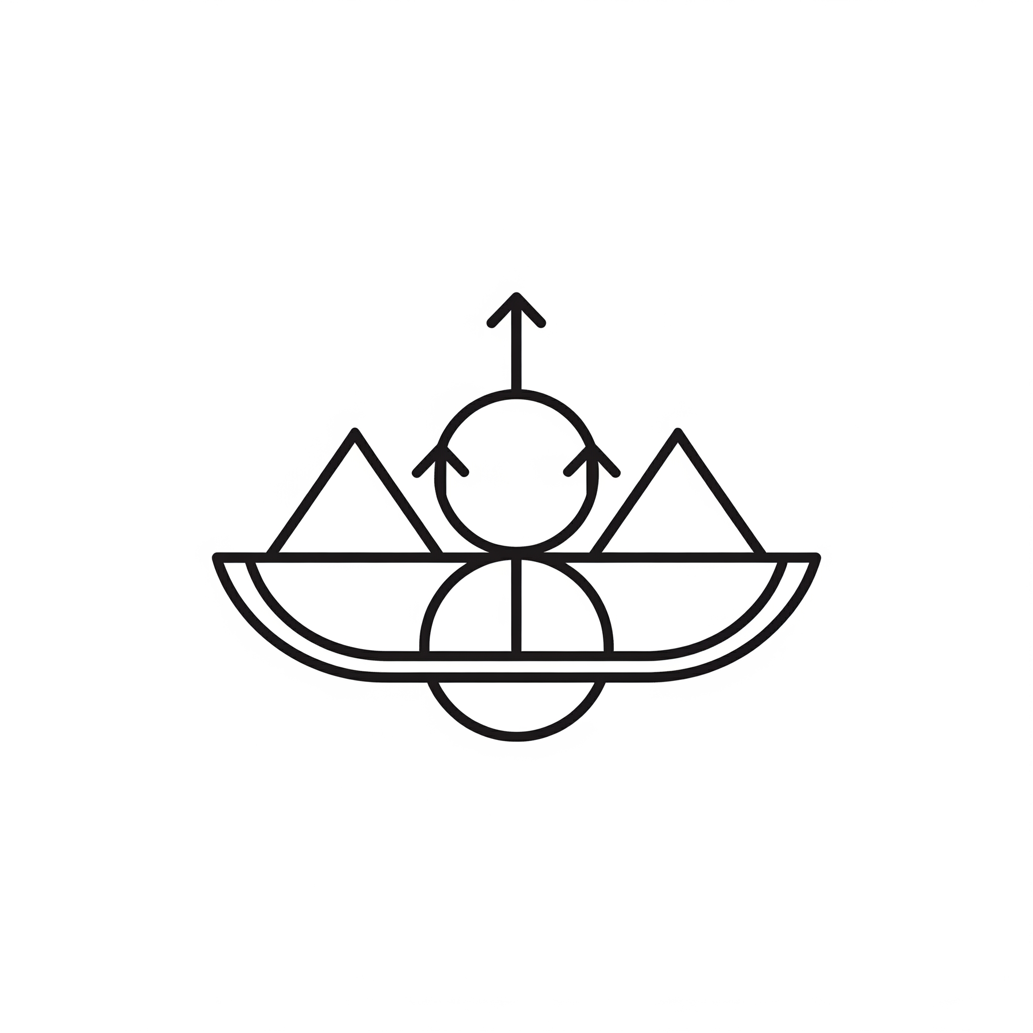 AI Design for Create an abstract geometric logo symbol inspired by balance, innovation, and growth. Use circles, triangles, and straight lines to build an original icon. Flat vector design. Minimal. No gradients. No stock icons. Unique composition.