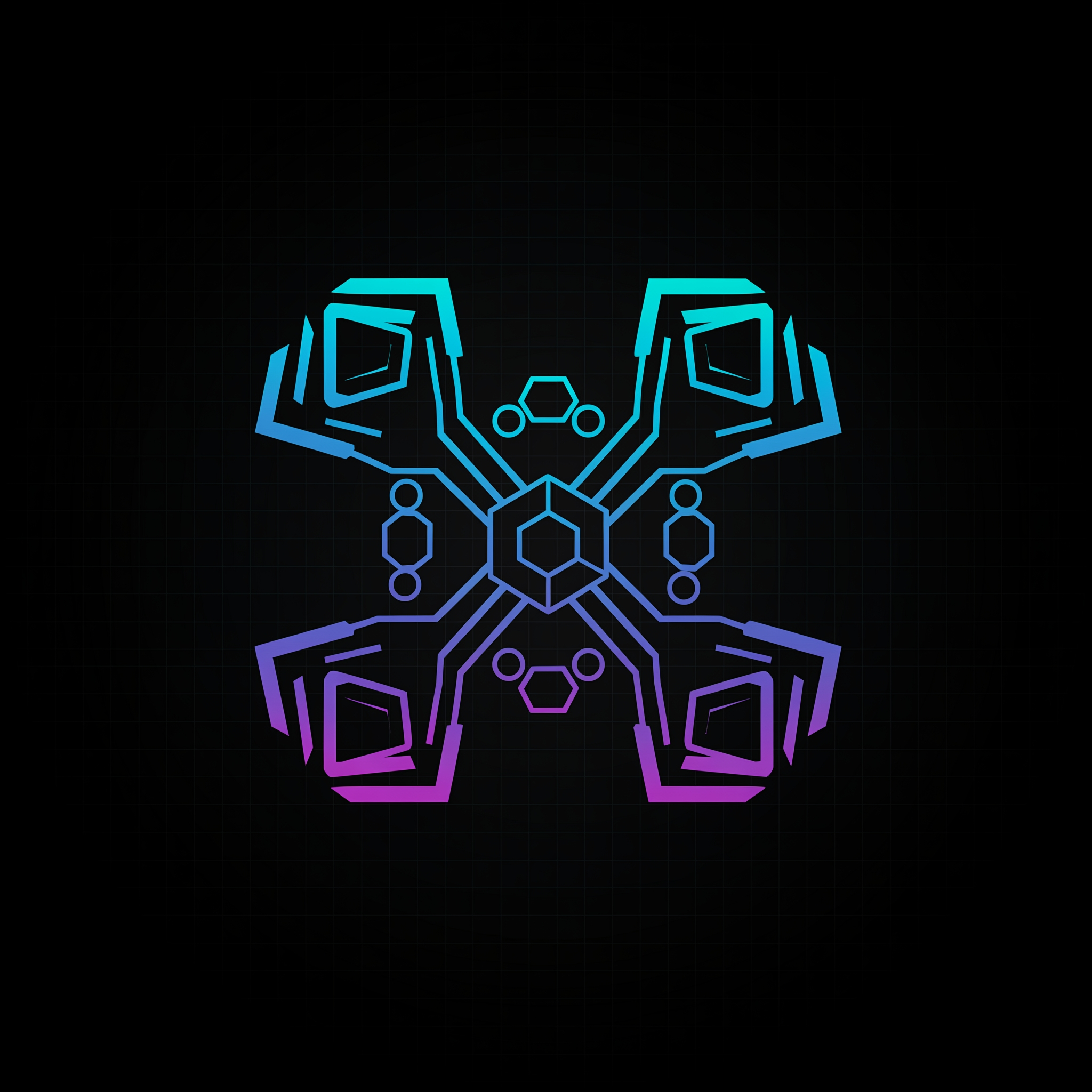 AI Design for Create a futuristic technology logo symbol representing, innovation, and digital connectivity. Use custom geometric shapes instead of common circuit patterns. Minimal vector design with sharp symmetry. Original concept.