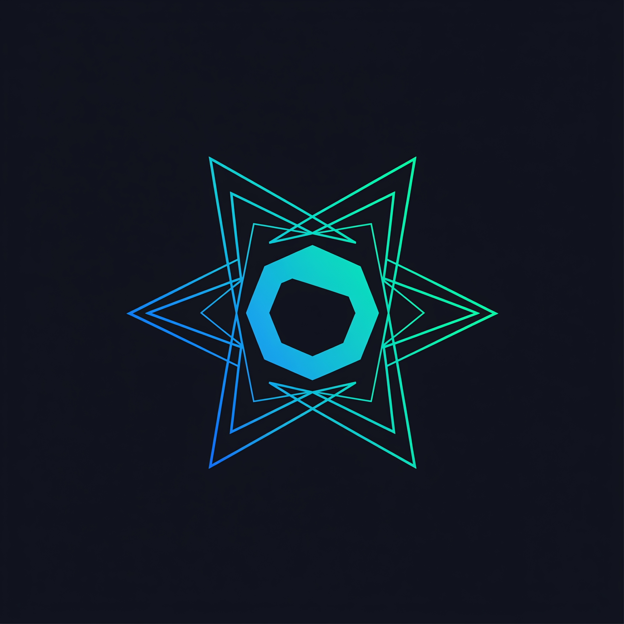 AI Design for Create a futuristic technology logo symbol representing, innovation, and digital connectivity. Use custom geometric shapes instead of common circuit patterns. Minimal vector design with sharp symmetry. Original concept.