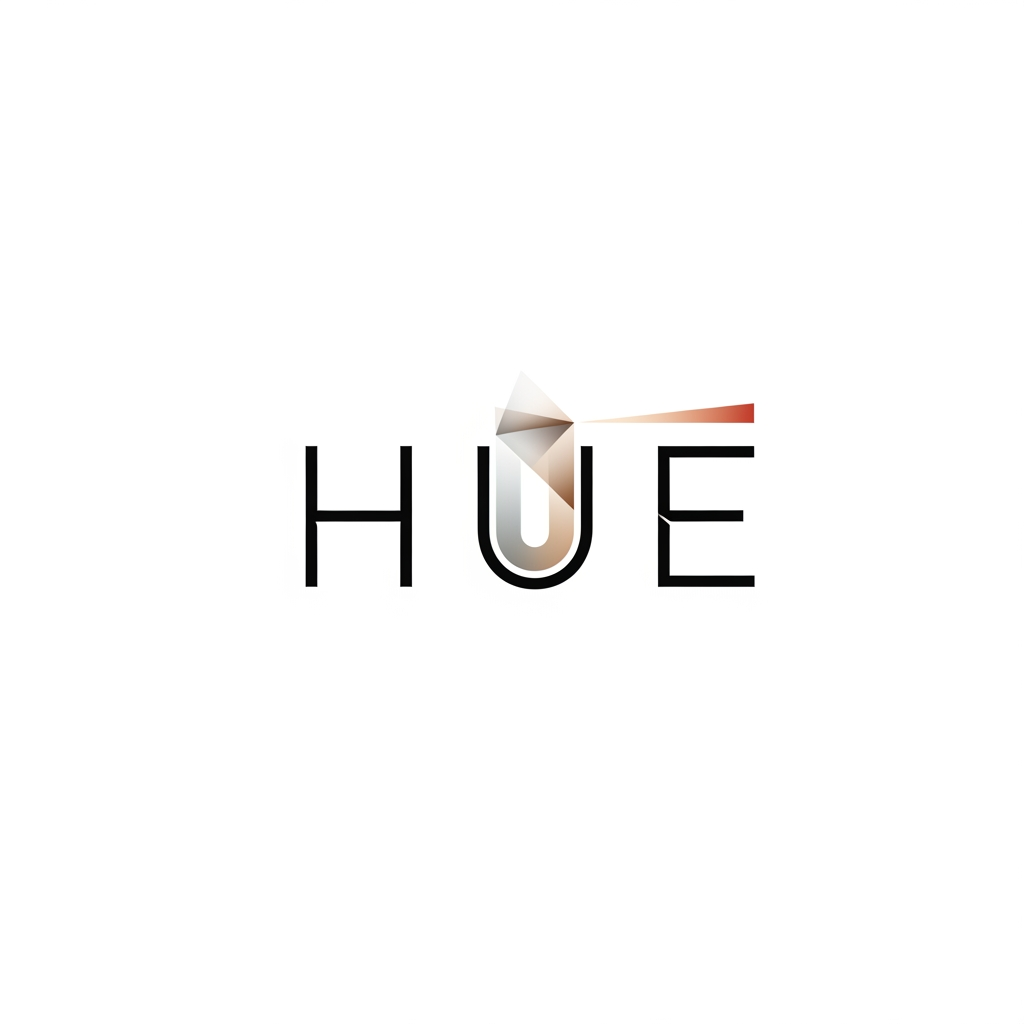 AI Design for I WANT TO CREATE AN INTERIOR FIRM LOGO NAMED " HUE", IT SHOULD BE SLEEK MODERN AND THOUGHTFULLY MADE THE CONCEPT BEHIND SHOULD BE MEANINGFUL