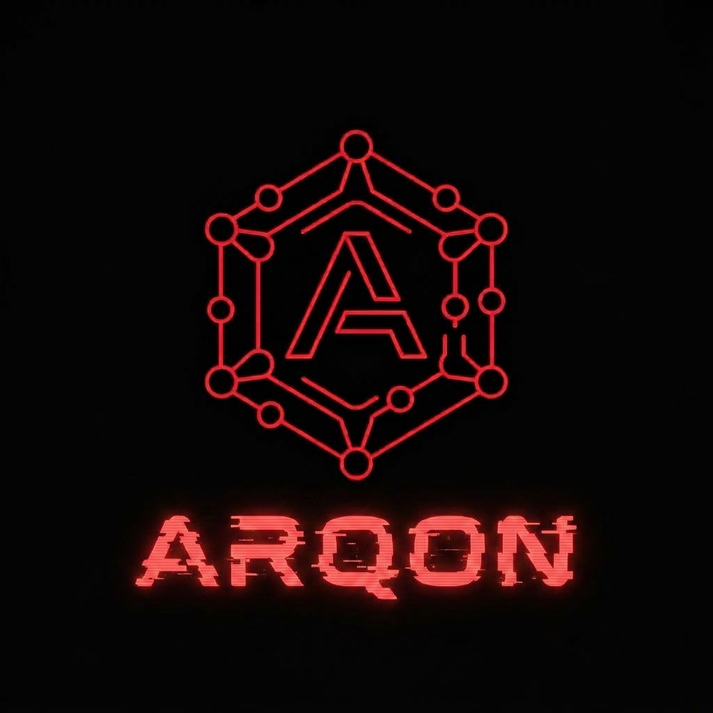 AI Design for The area highlighted in semi-transparent red in this image indicates where to make changes. Add Arqon text use docotor glitch font for it