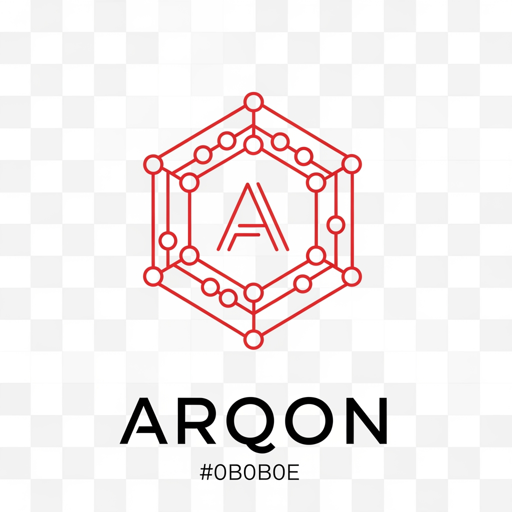 AI Design for Design a premium, minimalist logo for an AI infrastructure platform named "Arqon".

The logo should be a geometric hexagon constructed from interconnected nodes and routing lines, symbolizing AI orchestration, intelligent routing, networking, distributed systems, and seamless communication between multiple AI models.

Inside the hexagon, subtly integrate a modern letter "A" using only negative space or clean geometric lines. The "A" should not be obvious at first glance—it should feel clever, similar to logos like Cisco, Vercel, or Kubernetes.

Style:
- Minimal
- Flat vector
- Geometric
- Enterprise-grade
- Futuristic
- Timeless
- Monoline
- Symmetrical
- Tech infrastructure aesthetic
- No unnecessary details
- Works at favicon size (16×16)

Visual inspiration:
- Kubernetes
- Docker
- Cisco
- Cloudflare
- Vercel
- Linear
- Stripe

Color palette:
Primary: #FF3B3B (Electric Red)
Secondary: #0B0B0E (Obsidian Black)
Background: Transparent

Do not use gradients, shadows, 3D effects, bevels, glossy effects, or glowing elements.

The logo should look equally good in:
- Red on black
- Black on white
- White on black
- Single-color monochrome

The logo must communicate:
• AI Orchestration
• Intelligent Routing
• High Reliability
• Enterprise Infrastructure
• Distributed Networks
• Performance
• Precision
• Scalability

Avoid:
- Eagles
- Brains
- Robot heads
- Chat bubbles
- Circuit board clichés
- Lightning bolts
- Generic AI icons
- Human faces

Create a clean SVG-style vector logo with perfect proportions, balanced spacing, and strong visual identity. The final result should feel like a billion-dollar infrastructure company rather than a startup.