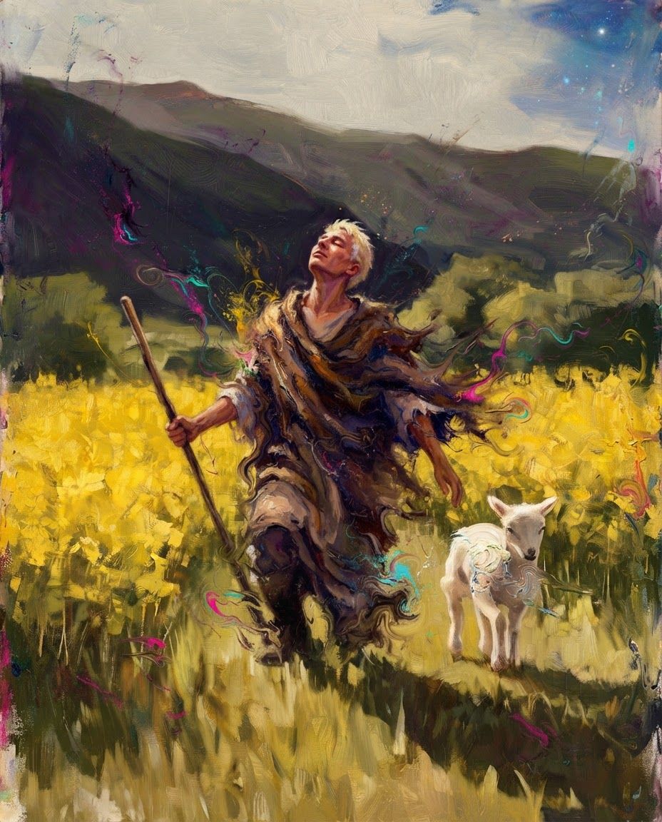 AI Design for redraw  image in a chaotic painterly, surreal, abstract colorful oil paint smudged art style. poetic, change pose, create new artwork