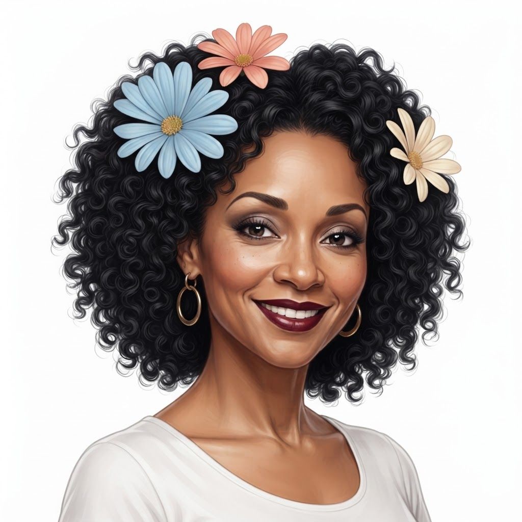 redraw the first image in the exact same art style as second image and make sure the face of the woman is recognizable, the illustration will be on solid white background