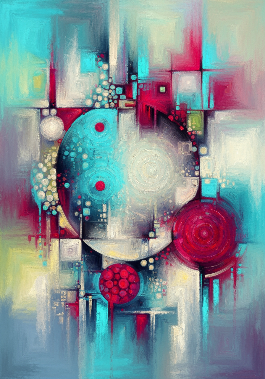 AI Design for create a new artwork  that is based on the concept of 'the integration' , painterly, surreal, abstract colourful poetic artwork. dont copy reference image only follow textures