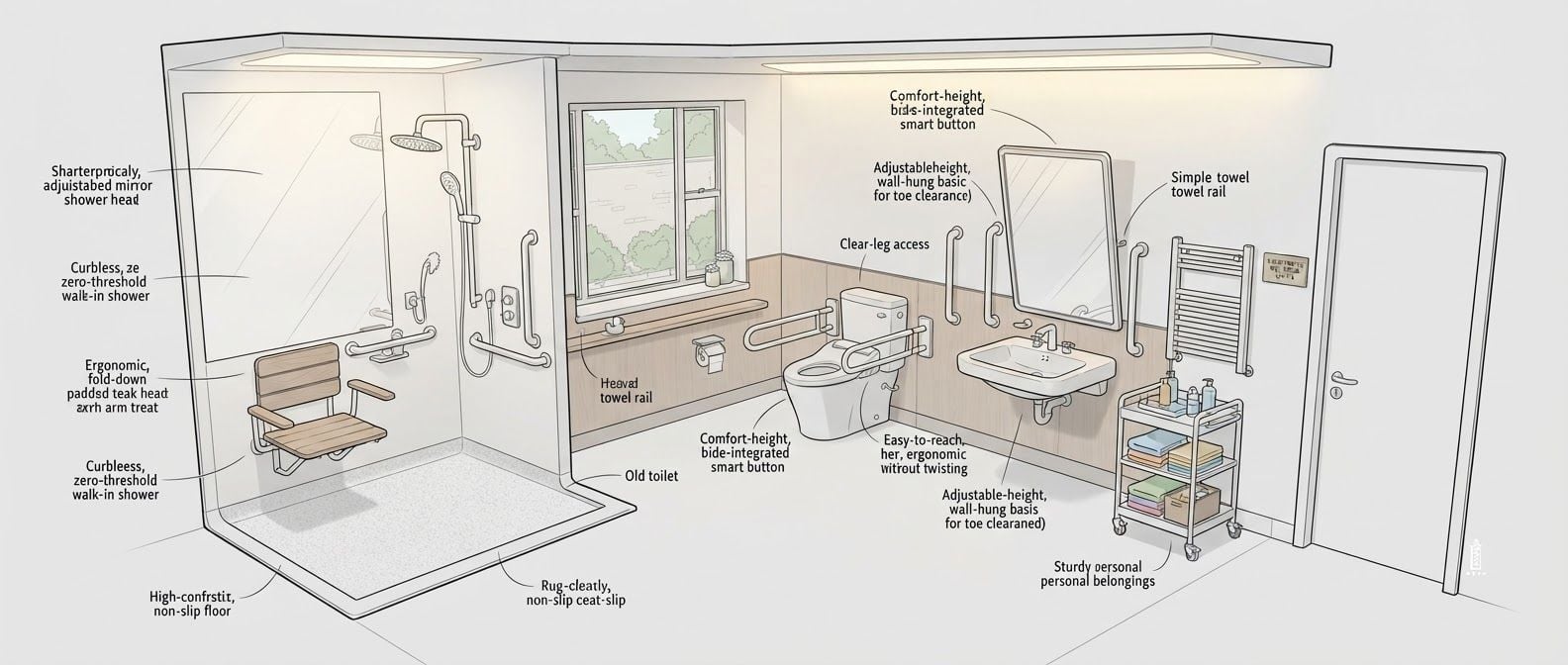 AI Design for create a detailed isometric lineart illustration in the same artstyle as the reference image showing an accurate representation of holistic human centric designed space for psychosocial rehabilitation architecture for a full rehab unit, ensure same art style and angle of view, emphasize on ergonomically considerate and  consideration to human centric design